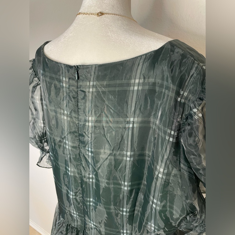 2x JessaKae Cordelia Plaid Puff Sleeve Organza Formal Maxi Dress Sweetheart - Picture 10 of 13